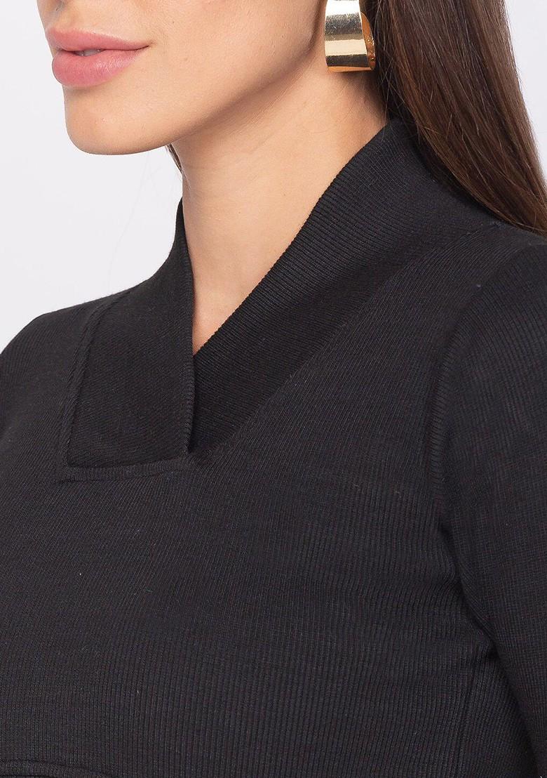 Women Black Solid Stretchable Saree Blouse