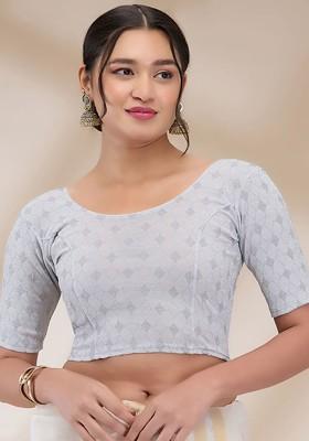 Self Design Readymade Non Padded Saree Blouse