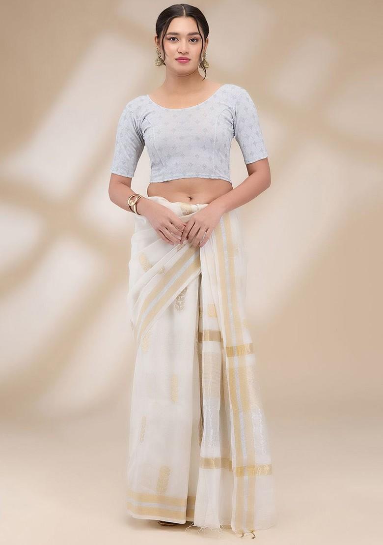 Self Design Readymade Non Padded Saree Blouse