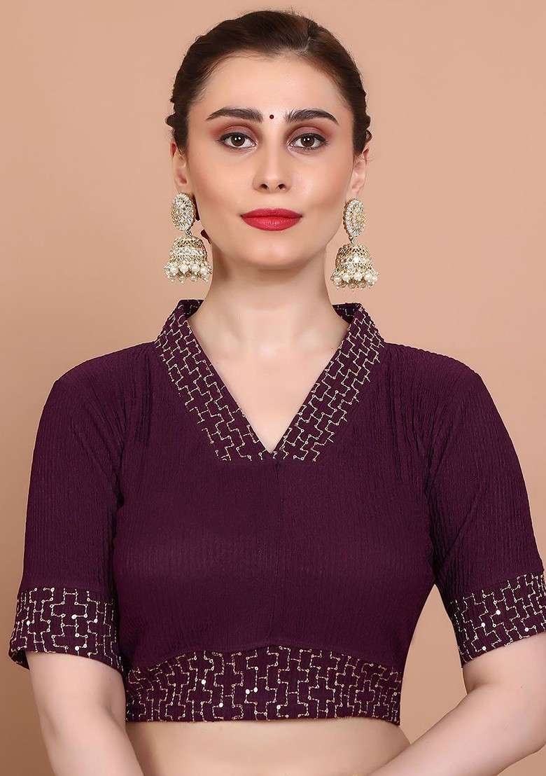 Embellished Stretchable Saree Blouse - Indya