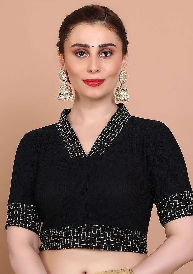 Embellished Stretchable Saree Blouse - Indya