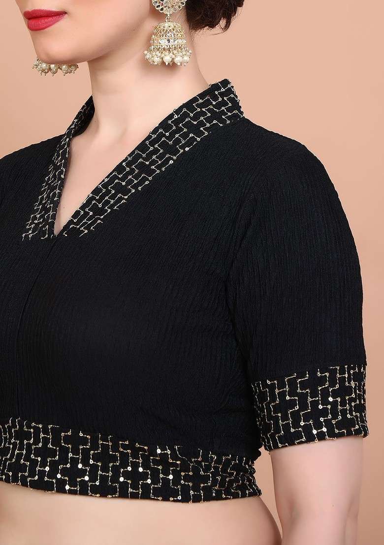 Embellished Stretchable Saree Blouse - Indya