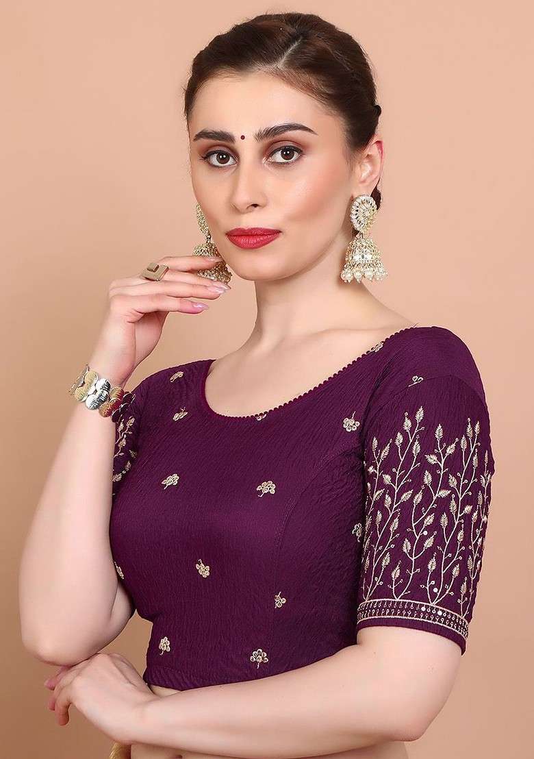 Embroidered Stretchable Saree Blouse - Indya