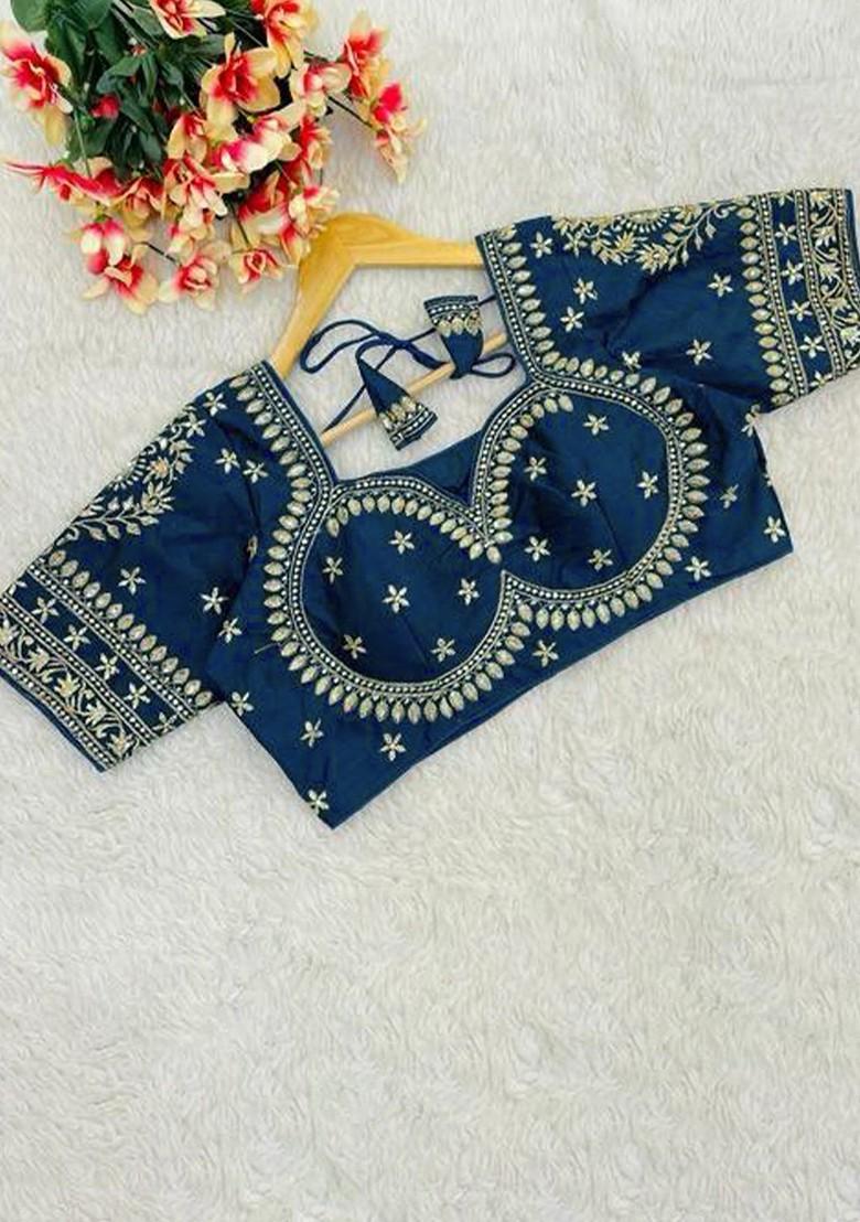 Embroidered Silk Sweetheart Neck Saree Blouse