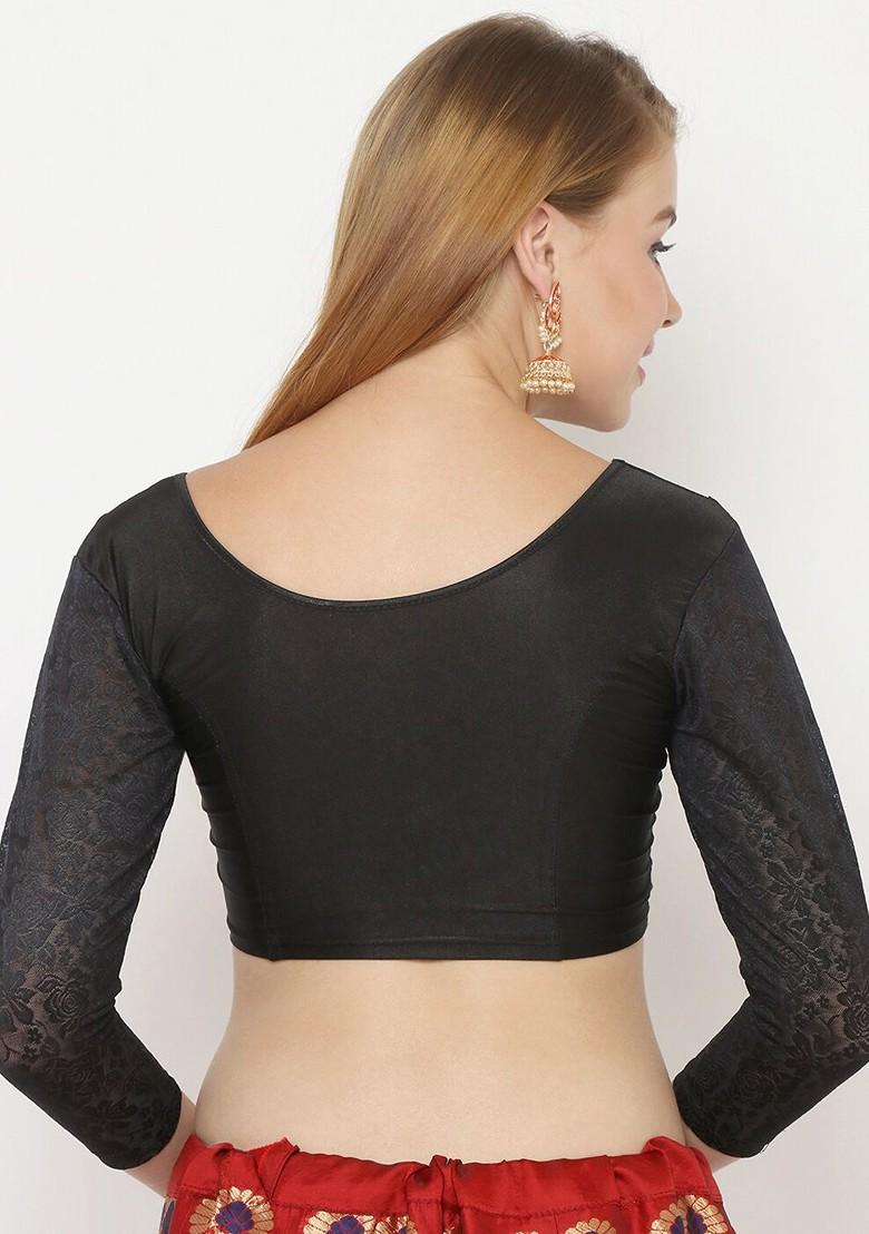 Women Black Solid Saree Blouse