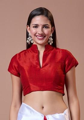 Silk Mandarin Collar Saree Blouse