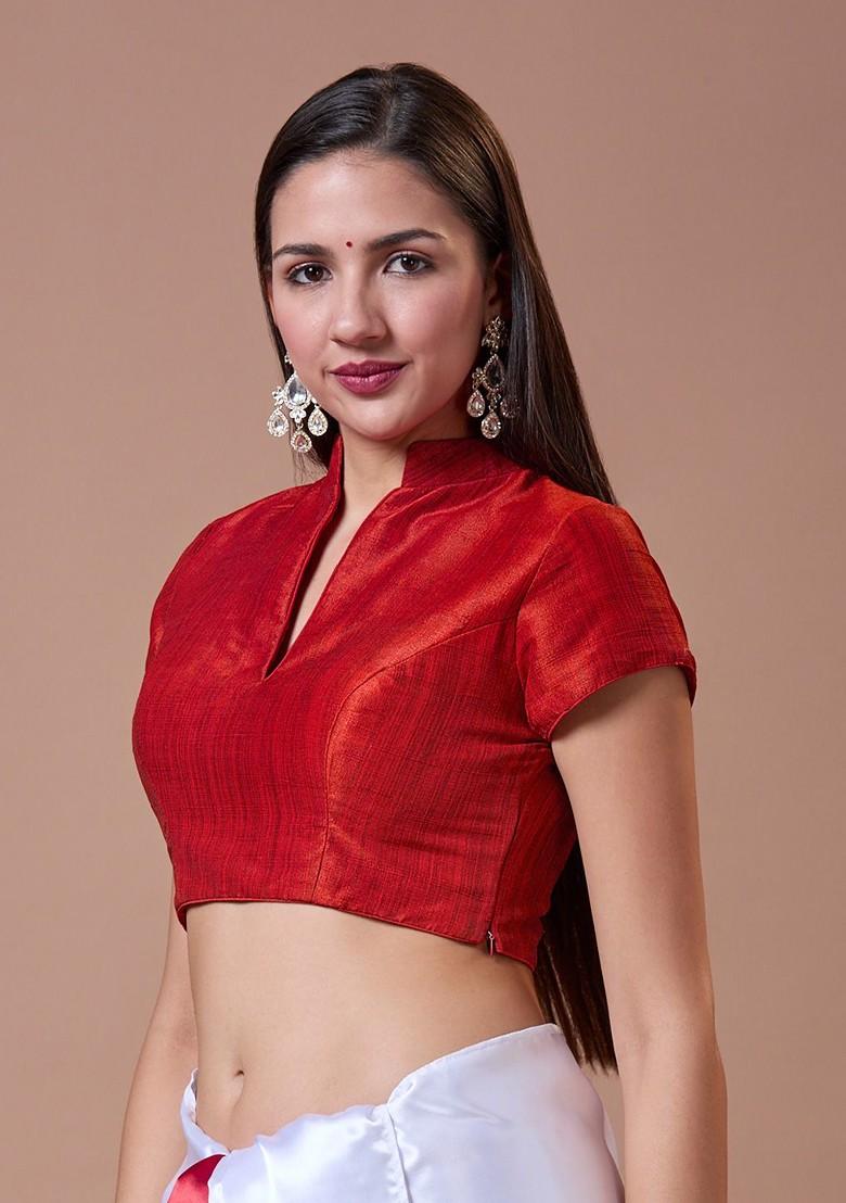 Silk Mandarin Collar Saree Blouse