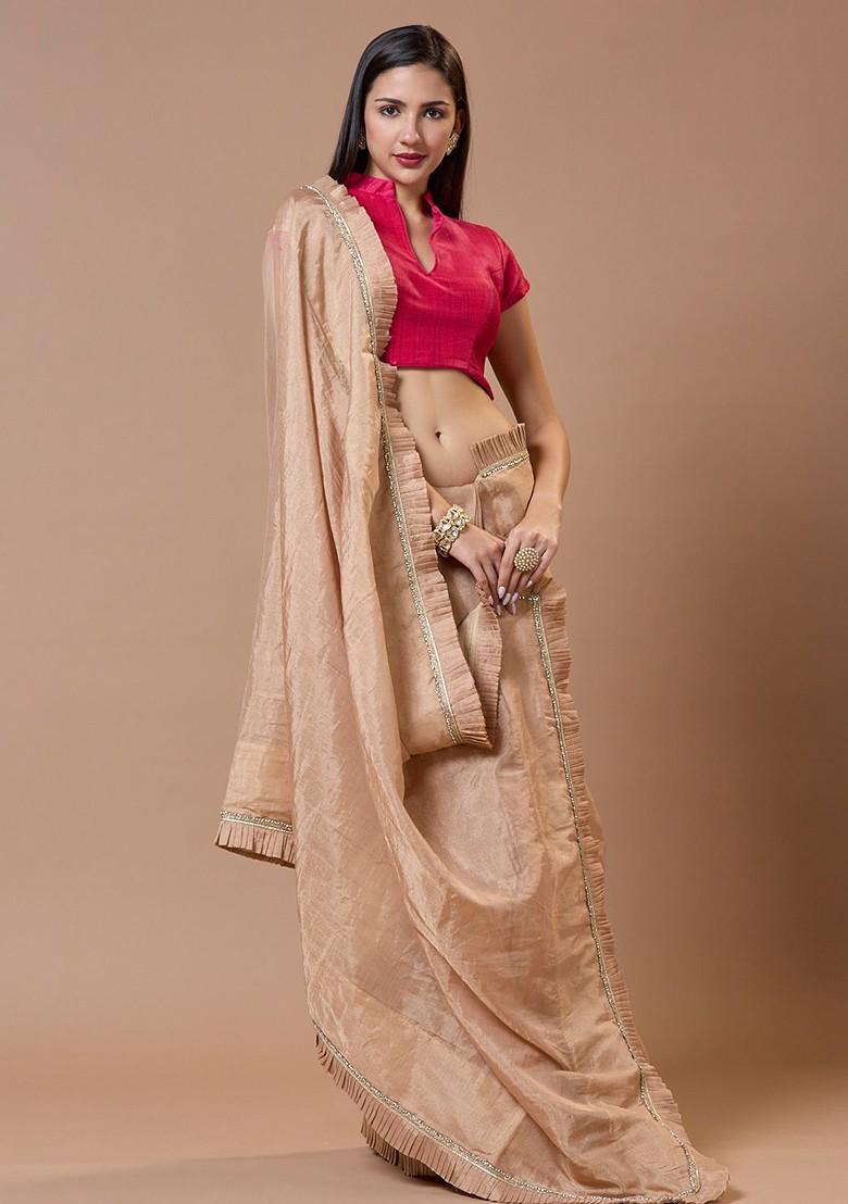 Women Silk Mandarin Collar Saree Blouse