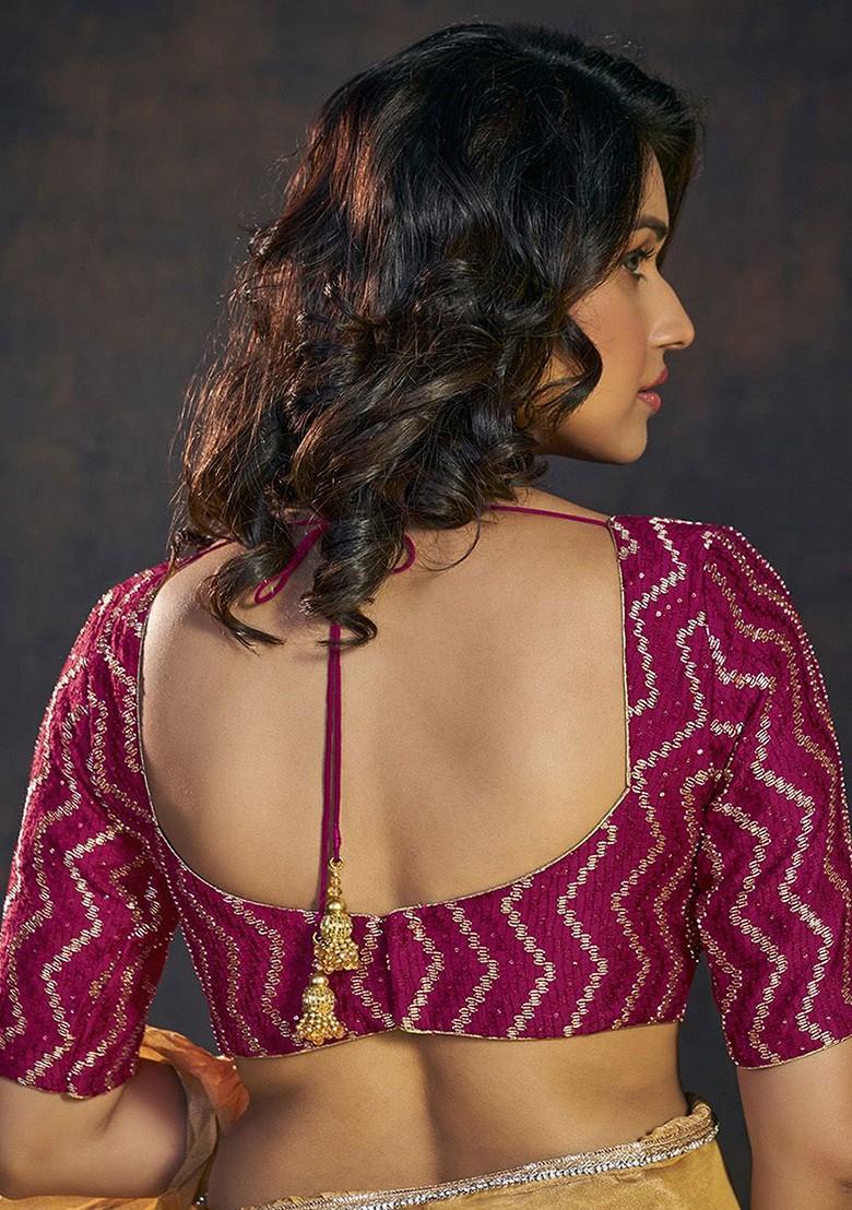 Embroidered V Neck Padded Blouse
