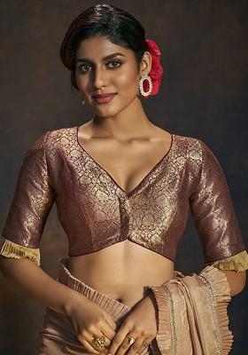 Woven Design Brocade Padded Saree Blouse