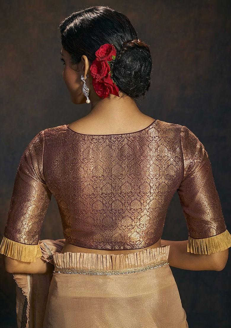 Woven Design Brocade Padded Saree Blouse