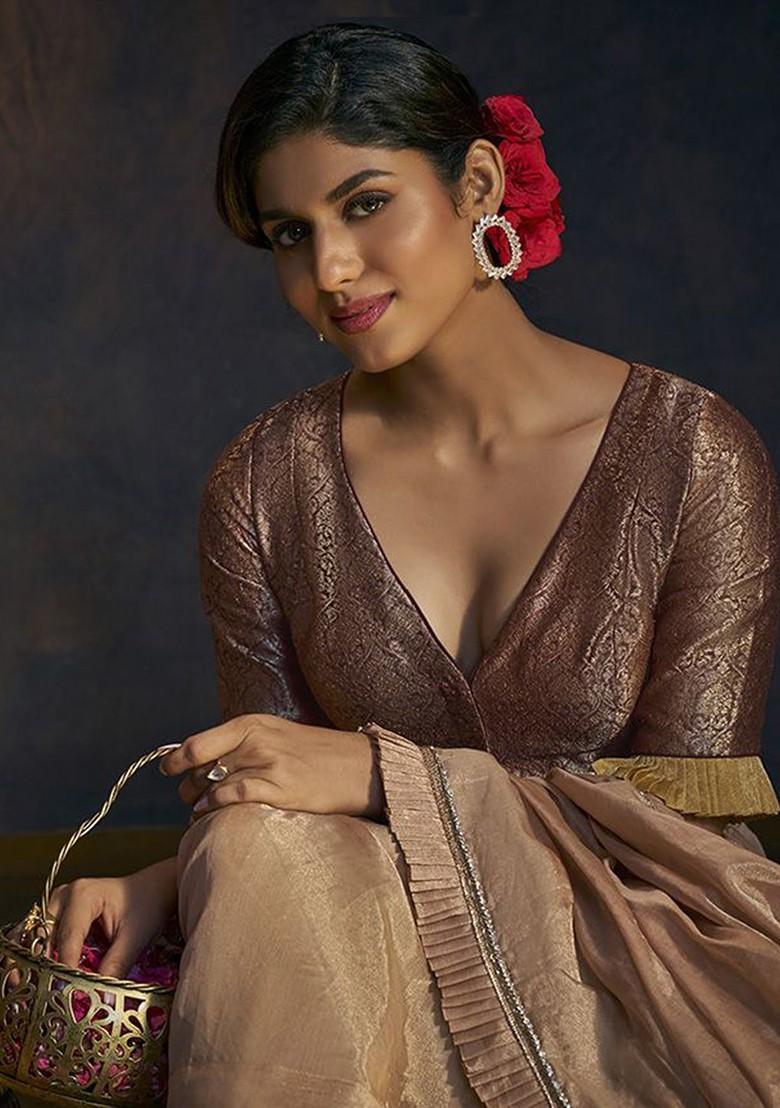 Woven Design Brocade Padded Saree Blouse