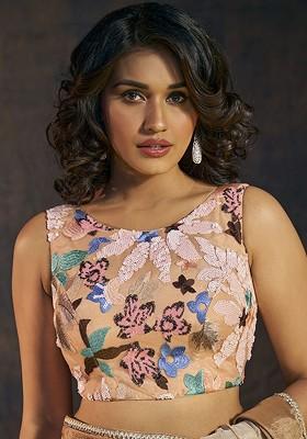 Sequinned Embellished Padded Saree Blouse