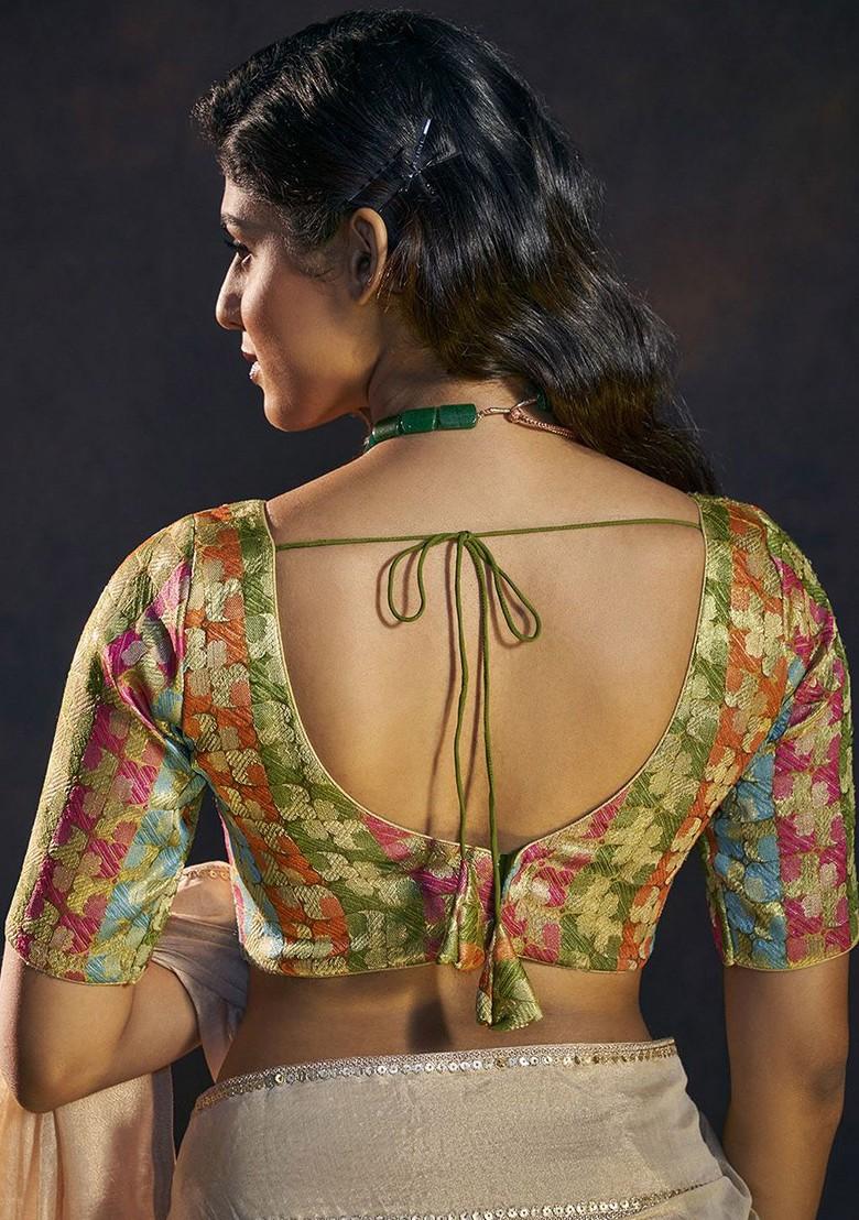 V Neck Padded Saree Blouse