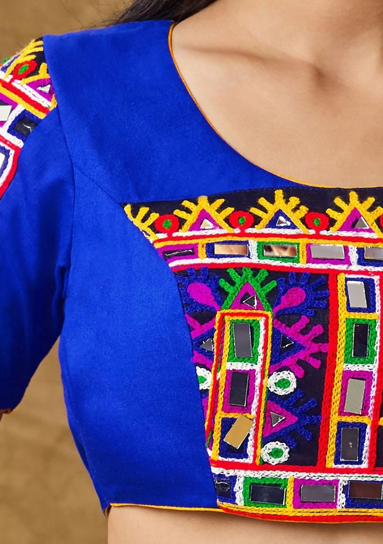 Garba Embroidered Padded Cotton Saree Blouse