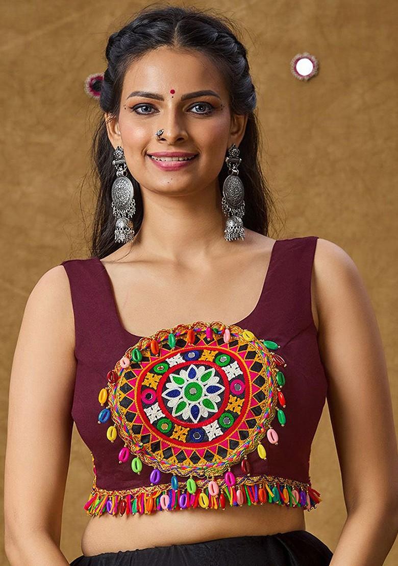 Embroidered Padded Cotton Saree Blouse