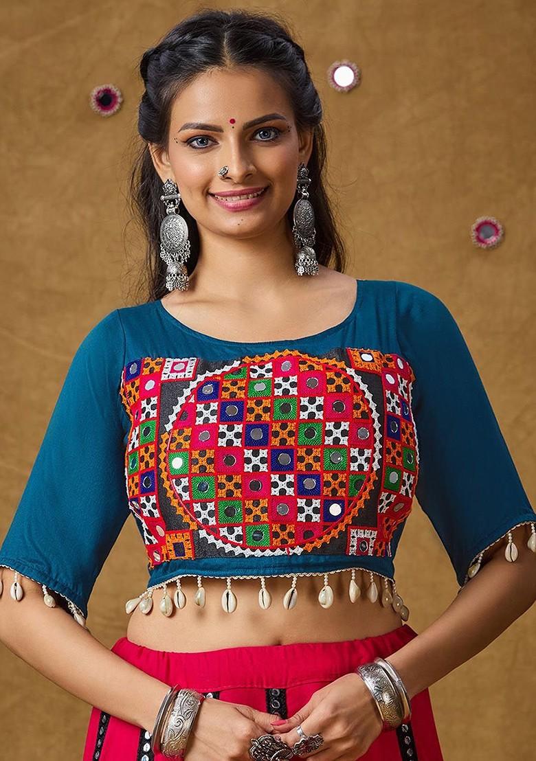 Women Embroidered Padded Cotton Saree Blouse