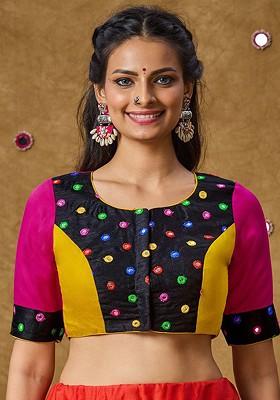 Embroidered Padded Cotton Saree Blouse