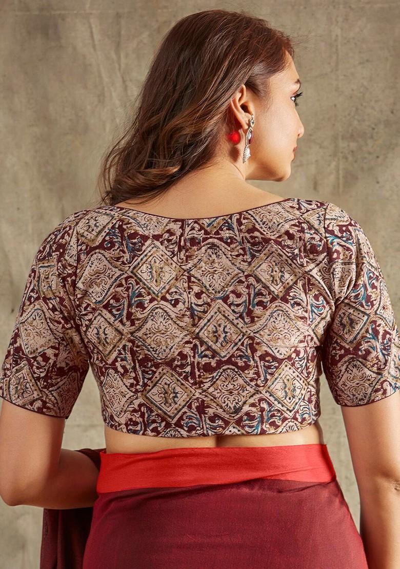 Floral Printed Cotton Saree Blouse
