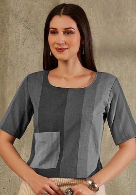 Round Neck Cotton Saree Blouse