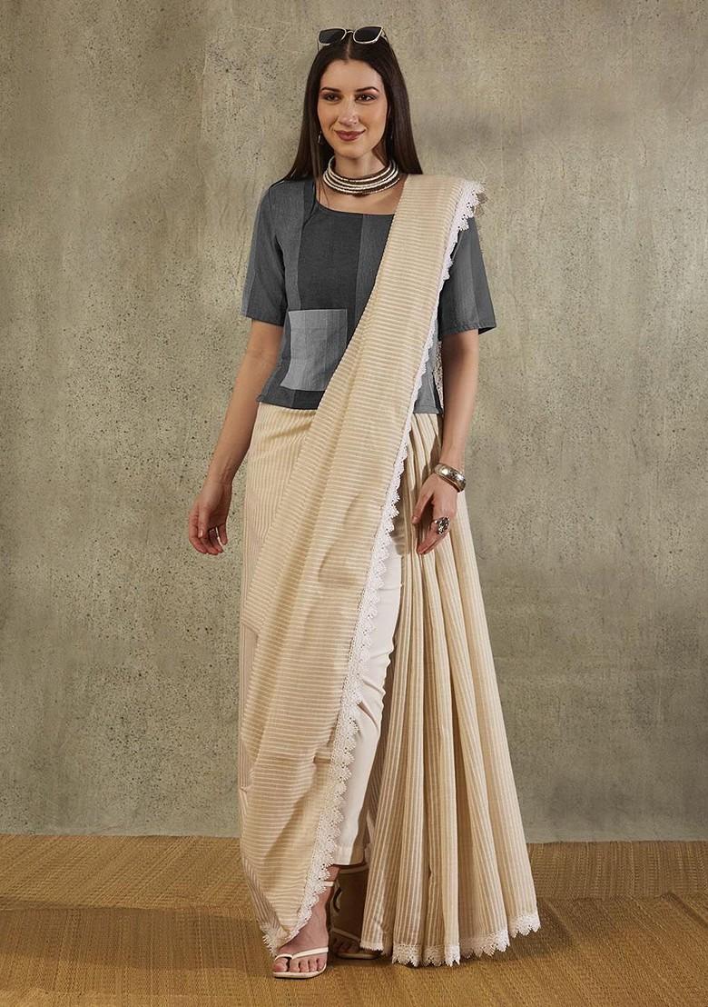 Round Neck Cotton Saree Blouse