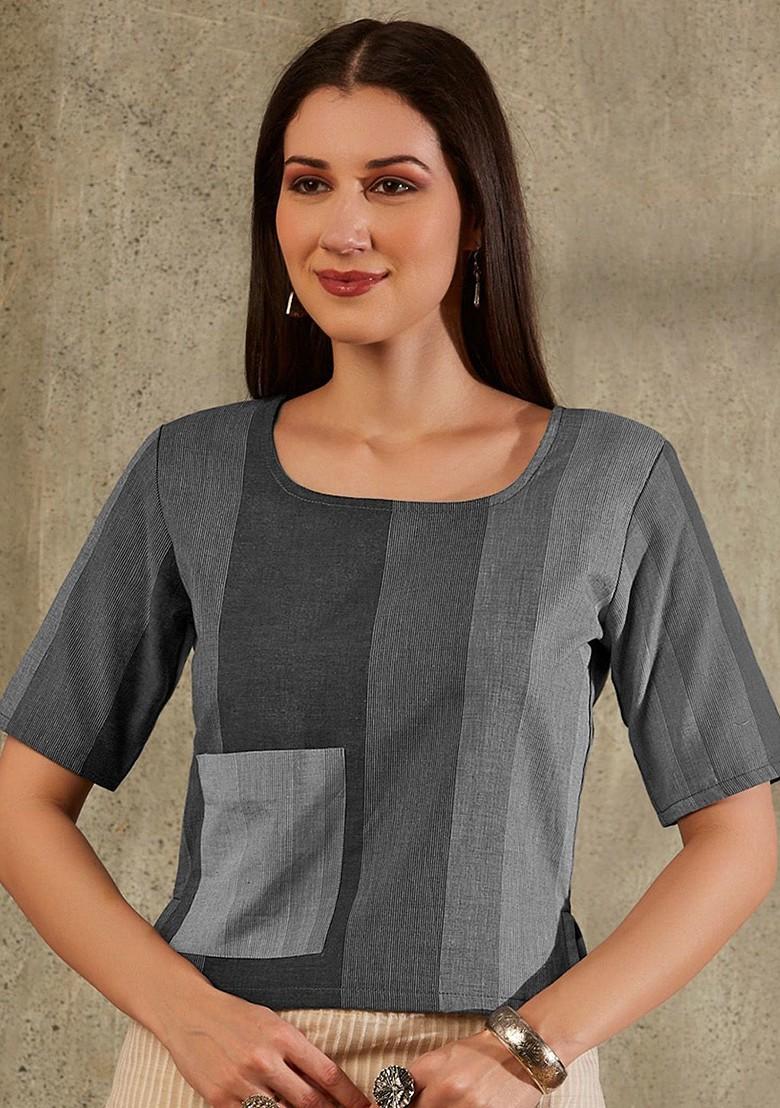 Round Neck Cotton Saree Blouse