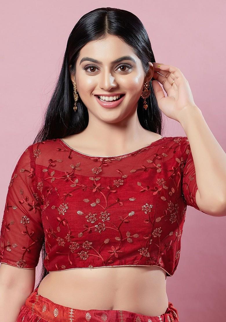 Embroidered Sequined Silk Saree Blouse