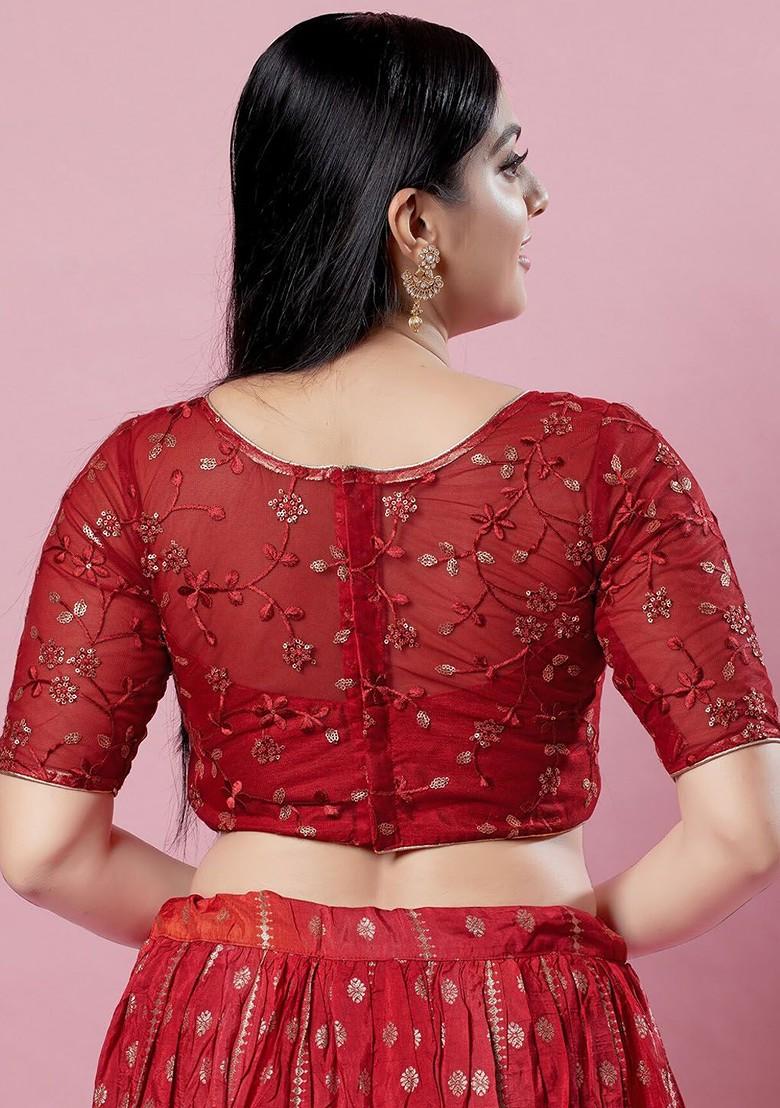 Embroidered Sequined Silk Saree Blouse