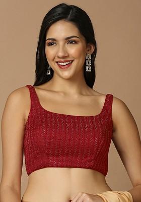Embroidered Sequinned Silk Saree Blouse