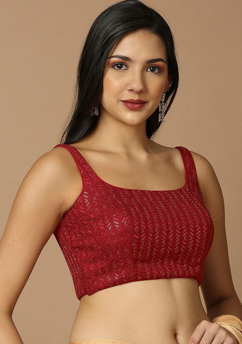 Embroidered Sequinned Silk Saree Blouse
