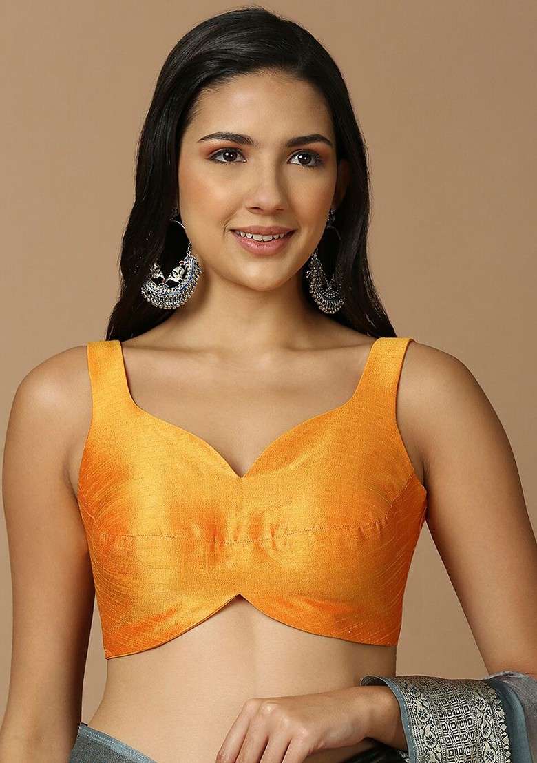Sleeveless Silk Saree Blouse - Indya