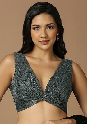 Shimmer V Neck Silk Saree Blouse