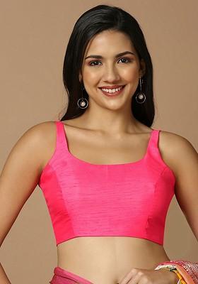 Square Neck Shoulder Straps Silk Saree Blouse