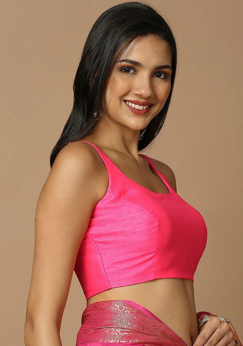 Square Neck Shoulder Straps Silk Saree Blouse