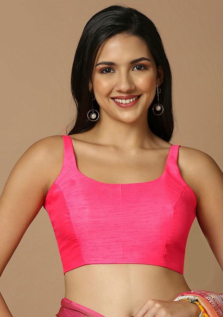 Square Neck Shoulder Straps Silk Saree Blouse