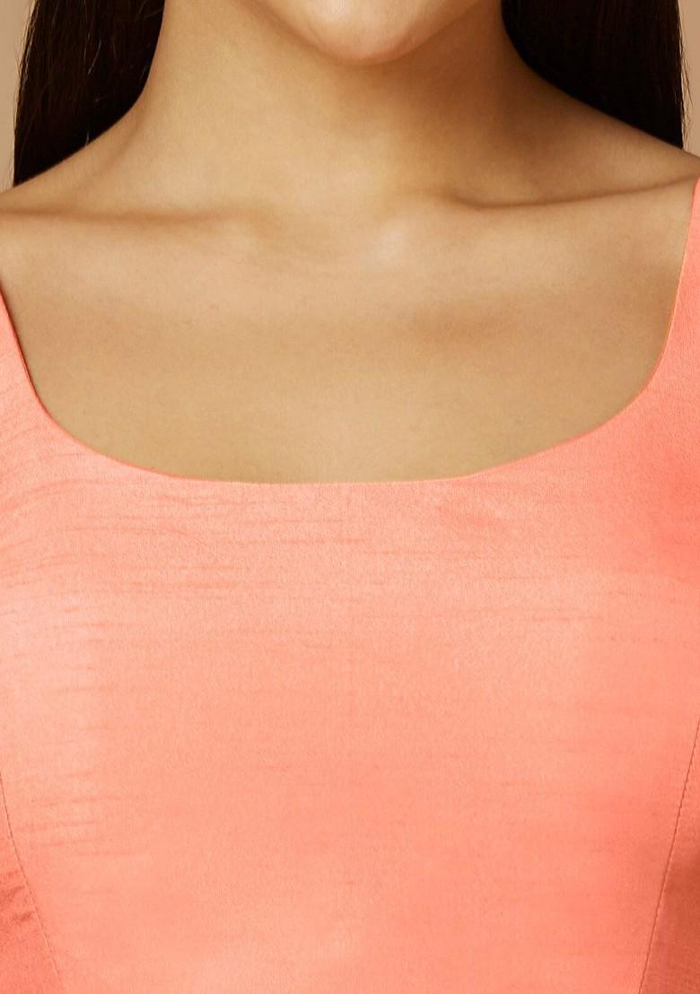 Round Neck Shoulder Straps Silk Saree Blouse