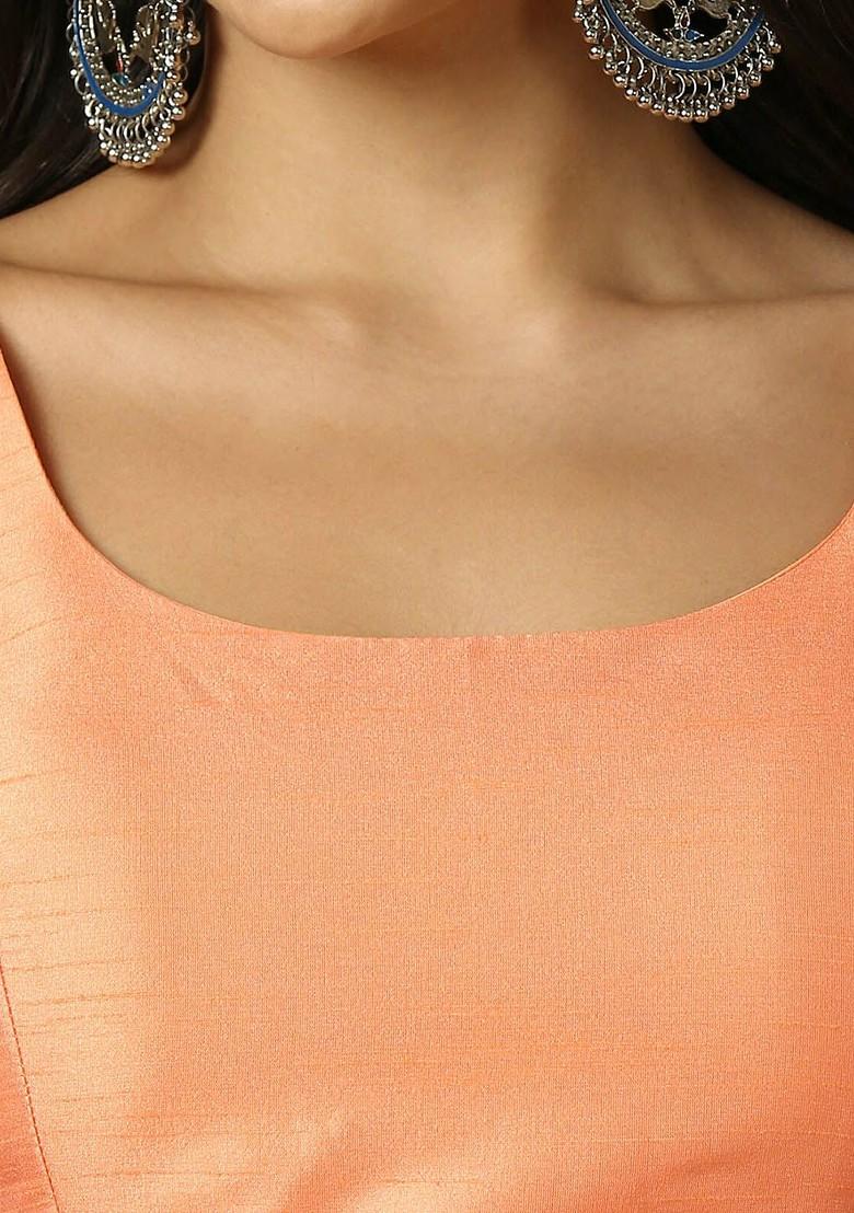 Round Neck Shoulder Straps Silk Saree Blouse