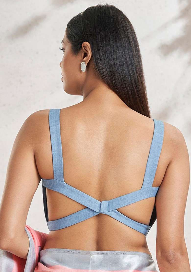 Sweetheart Neck Cotton Saree Blouse - Indya