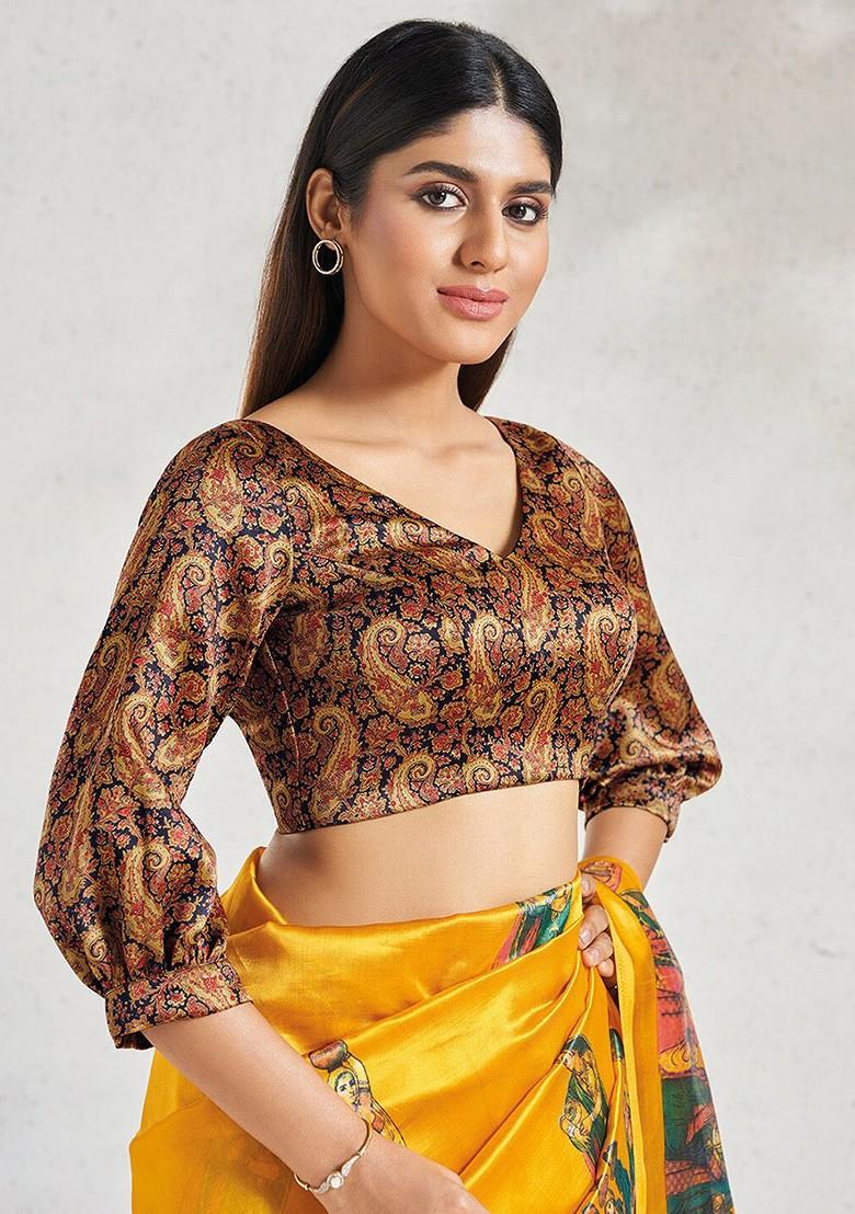 Paisley Printed Silk Saree Blouse
