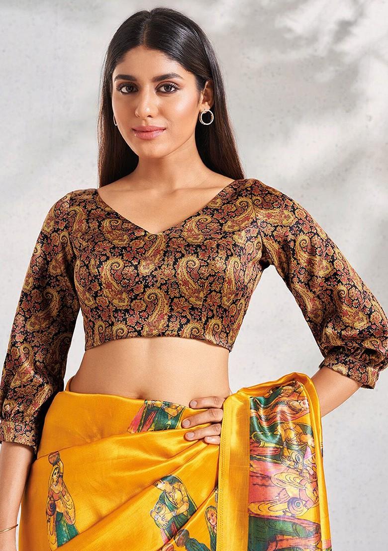 Paisley Printed Silk Saree Blouse