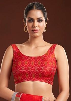 Ikat Print Silk Saree Blouse