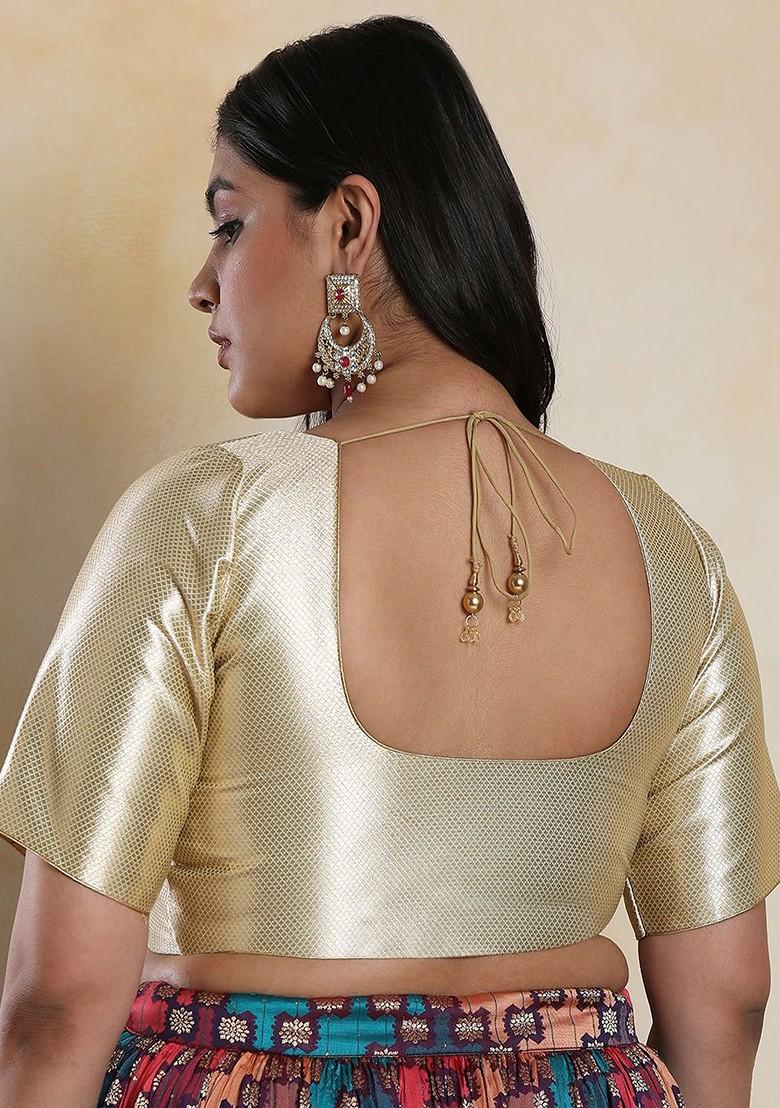 Women Plus Size Shimmer Readymade Saree Blouse