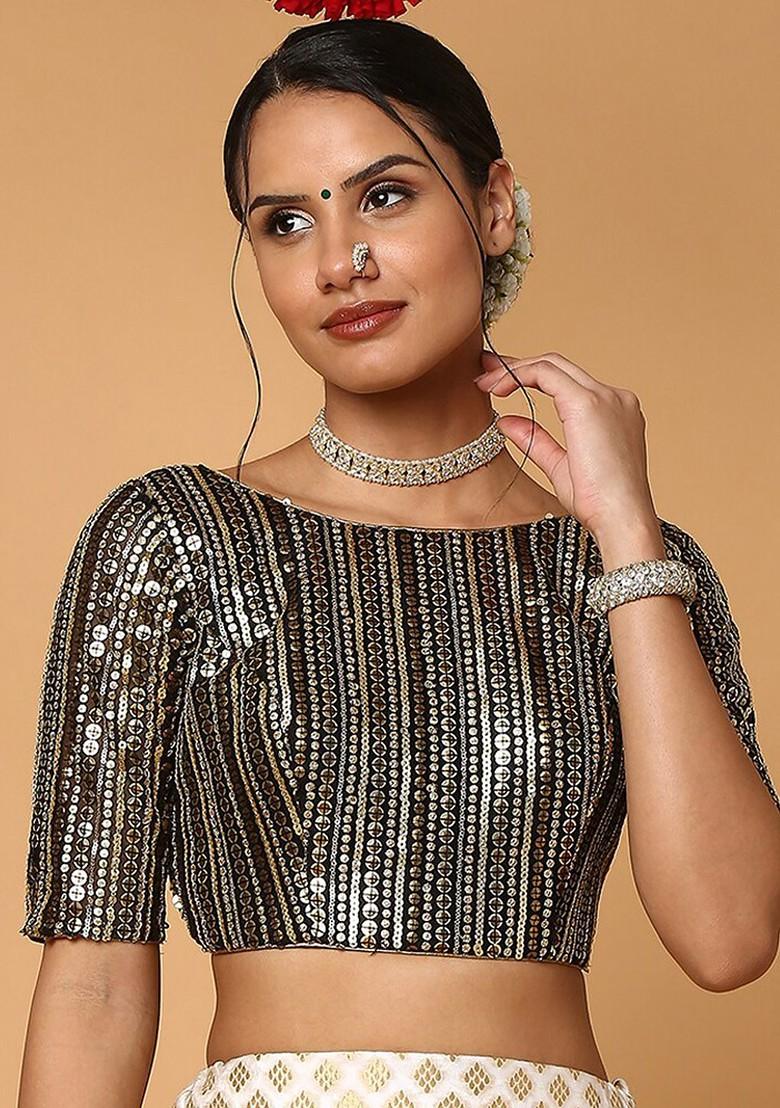 Black Embroidered Saree Blouse
