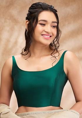 Women Taffeta Silk Padded Saree Blouse