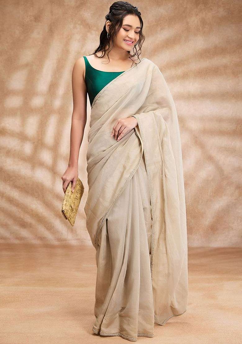 Women Taffeta Silk Padded Saree Blouse - Indya