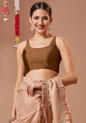 Silk Round Neck Padded Readymade Blouse