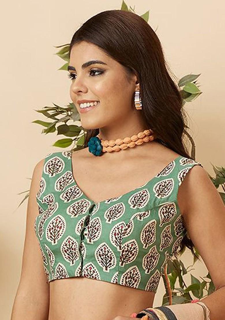 Printed Cotton Readymade Saree Blouse