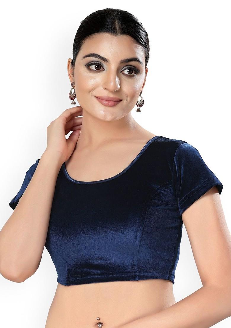 Velvet Round Neck Stretchable Saree Blouse