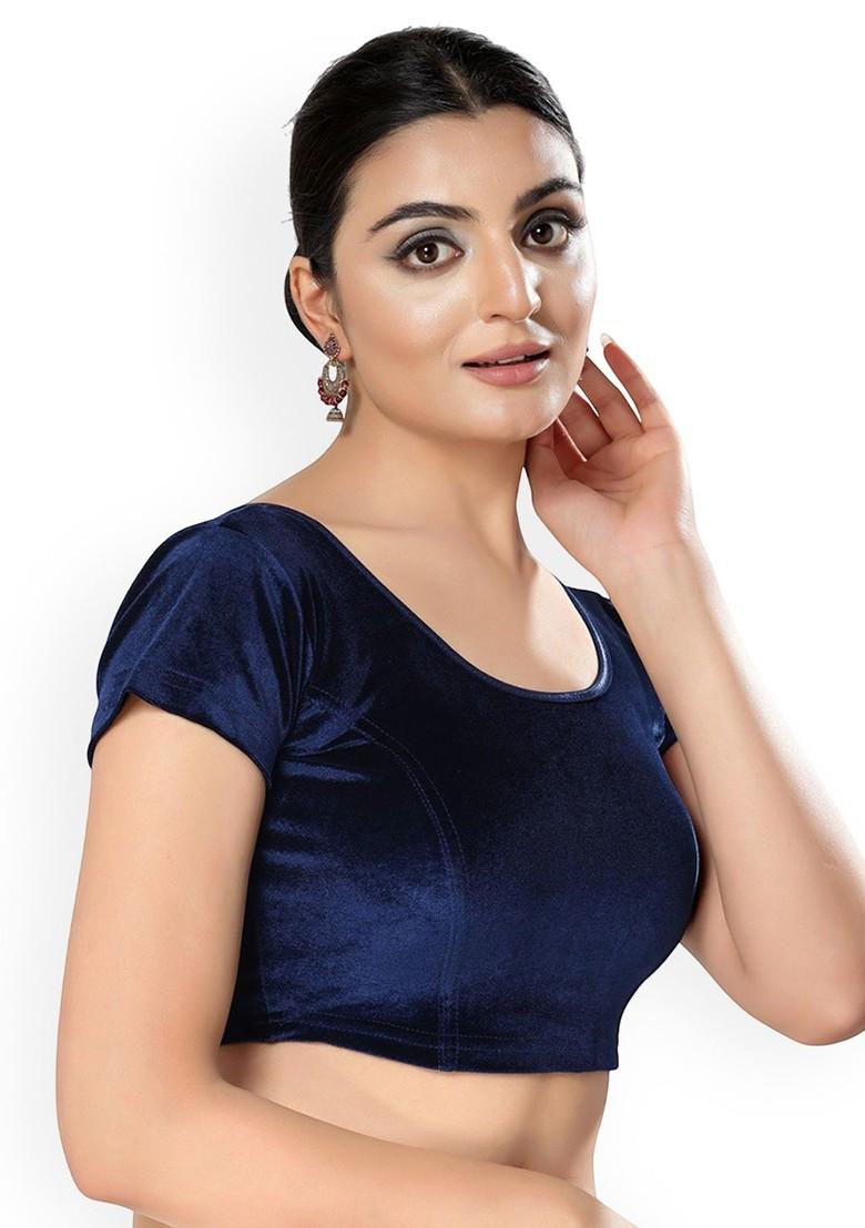 Velvet Round Neck Stretchable Saree Blouse