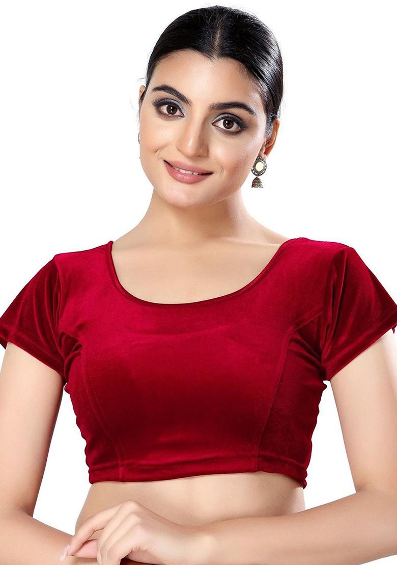 Velvet Round Neck Stretchable Saree Blouse